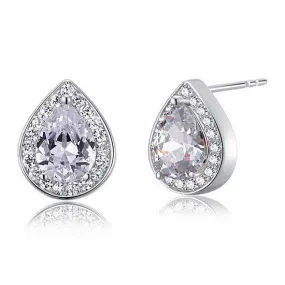 1 Carat Pear Cut Created Zirconia 925 Sterling Silver Stud Earrings MXFE8032