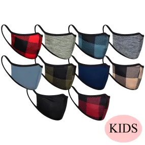 10-Pack Kids Space Dye and Plaid Double Layer Masks