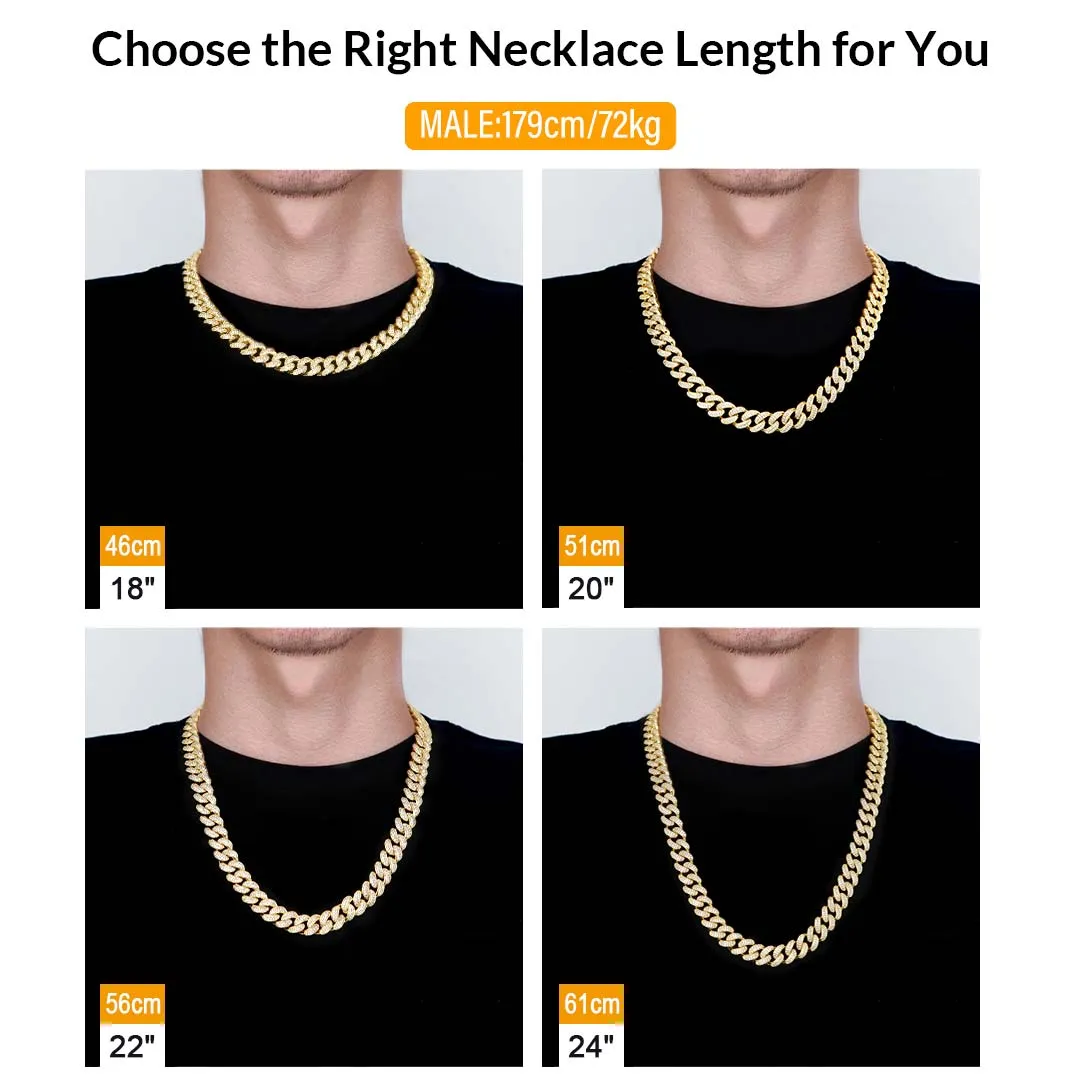 12mm Iced Out Cuban Link Necklace in 14K Gold KRKC