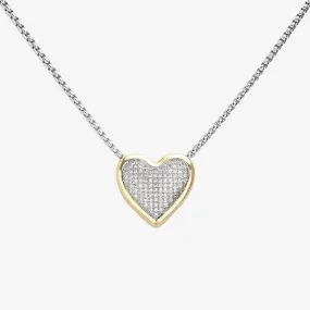 14K Gold Plated CZ Stone Paved Heart Pendant Necklace