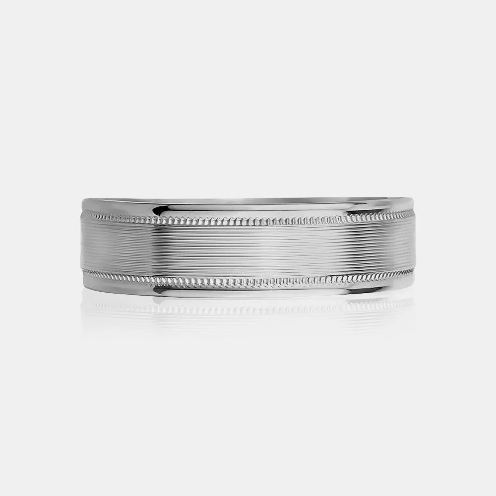 14K High Polished Multiple Lines with Milgrain Wedding Band