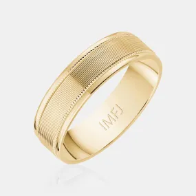 14K High Polished Multiple Lines with Milgrain Wedding Band