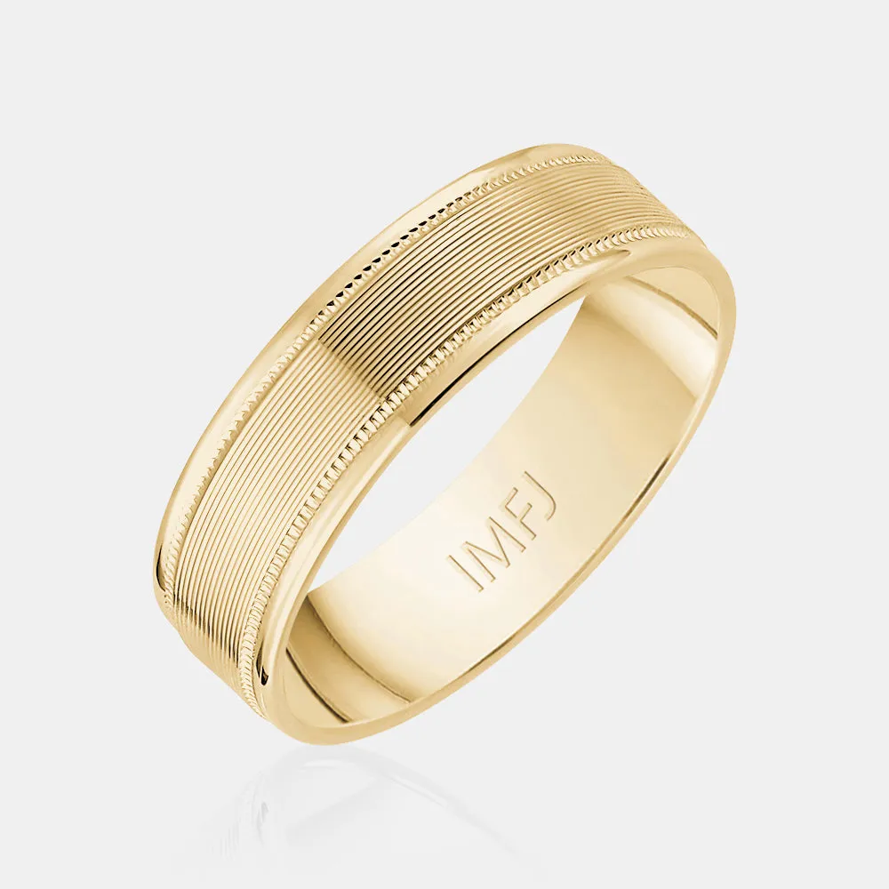 14K High Polished Multiple Lines with Milgrain Wedding Band