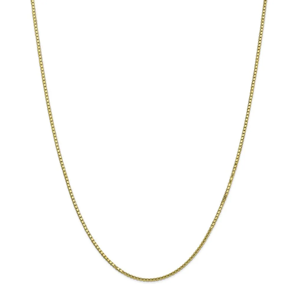 1.5mm 10k Yellow Gold Solid Box Chain Necklace