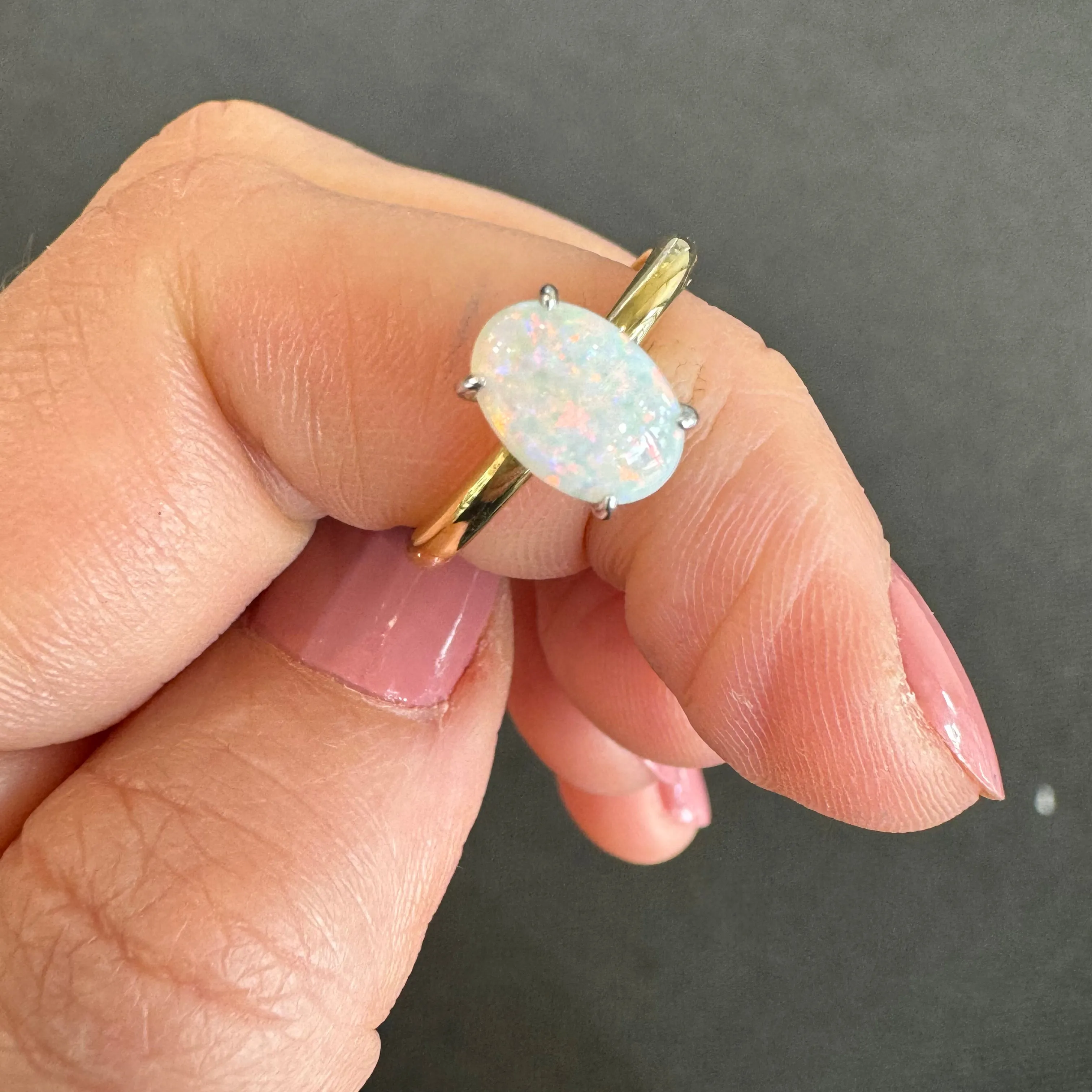 18ct Yellow Gold Solid Opal Ring