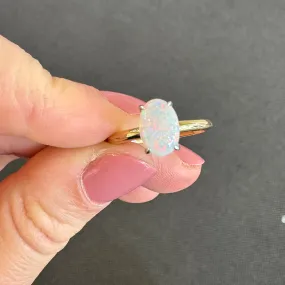 18ct Yellow Gold Solid Opal Ring