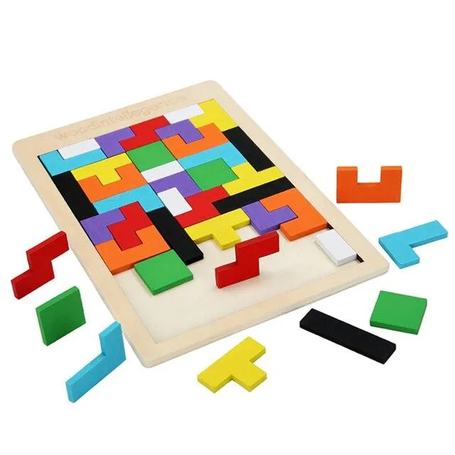 1PCS Wooden Jigsaw Puzzles Baby Toy Tangram Montessori Materials Educational Toys For Children Bricks Kids Learning Toys