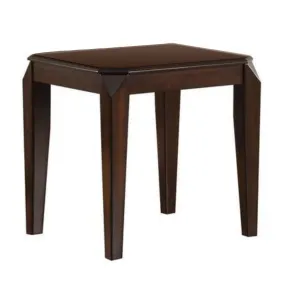 22.5 Inch Wood End Table With Beveled Tapered Legs, Brown By Benzara