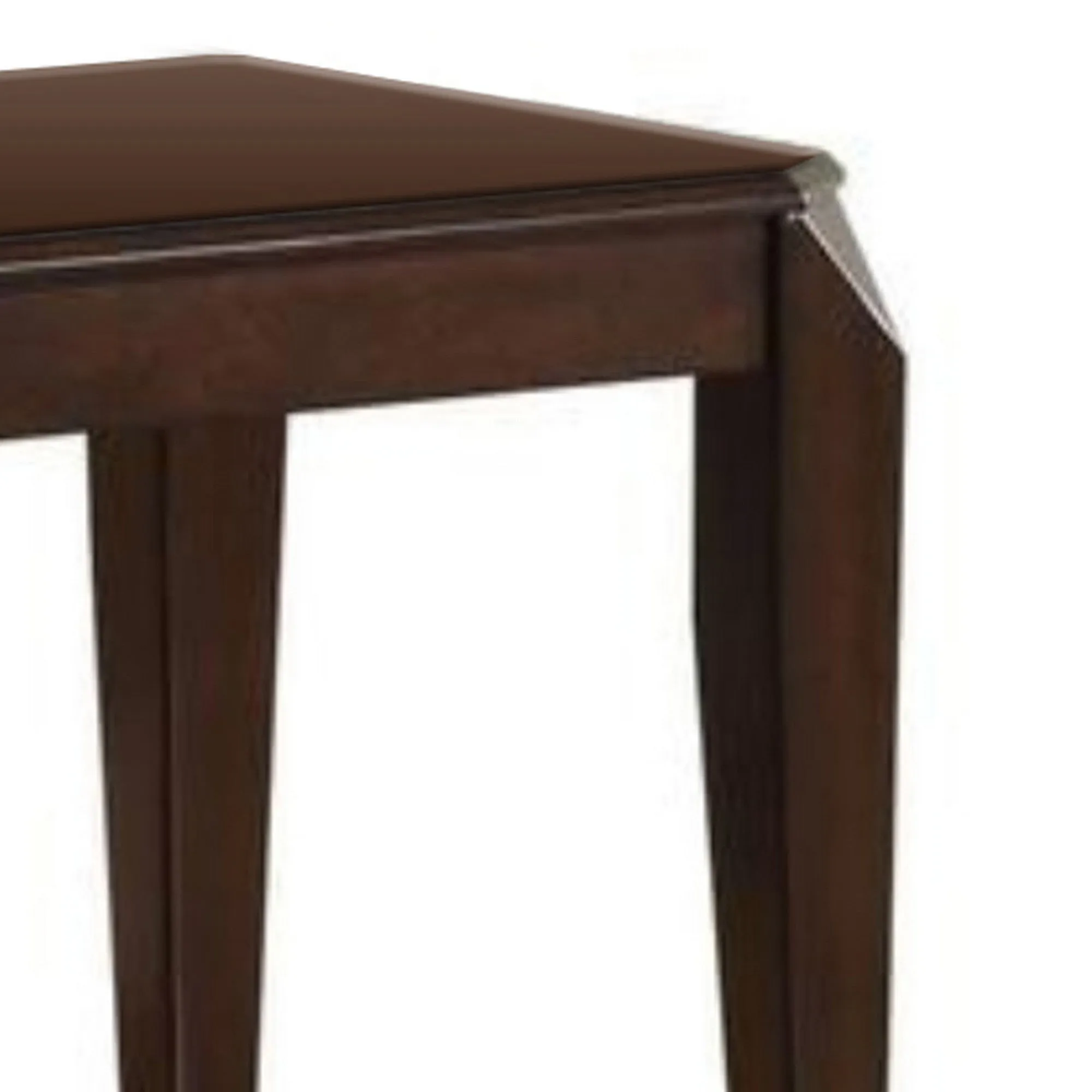 22.5 Inch Wood End Table With Beveled Tapered Legs, Brown By Benzara