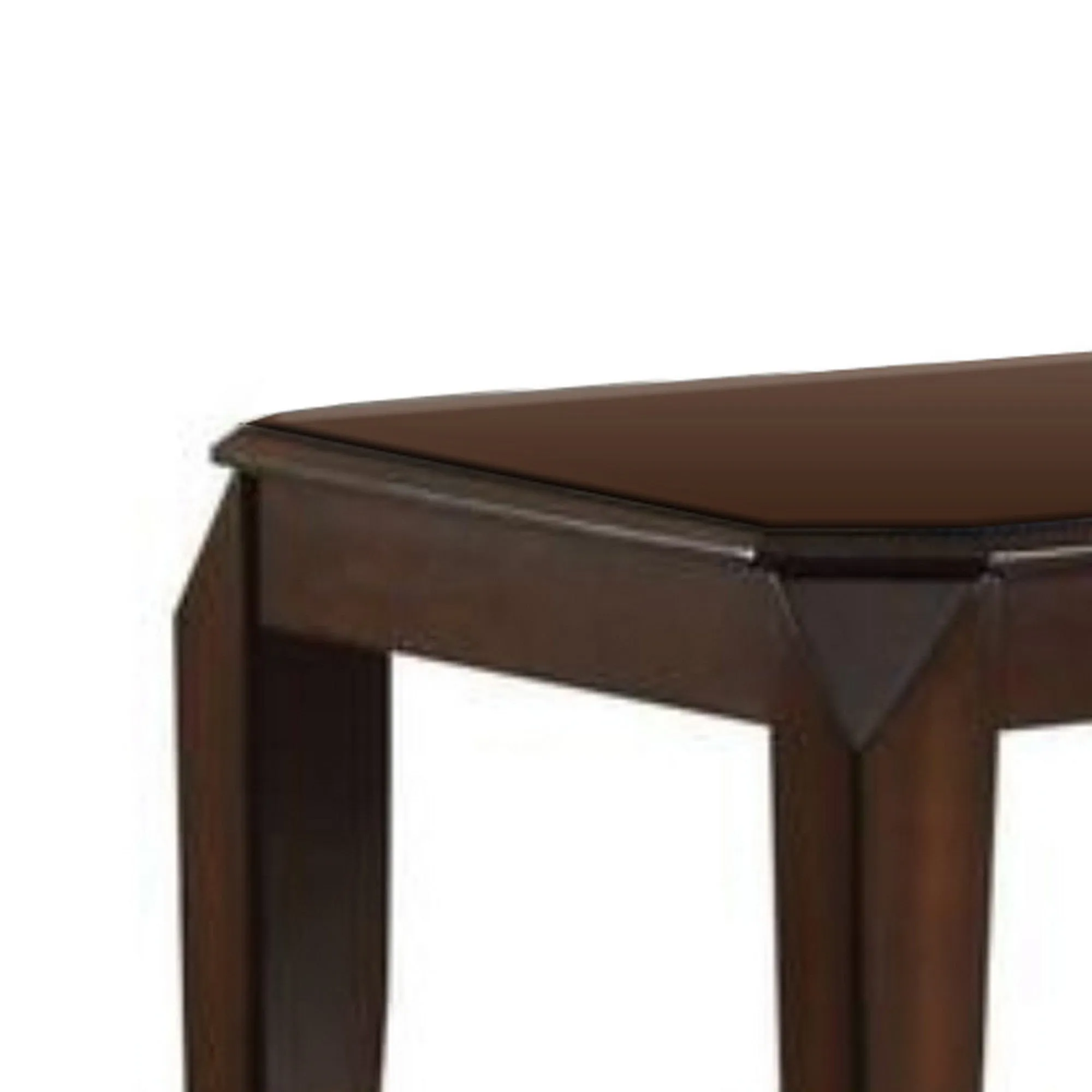 22.5 Inch Wood End Table With Beveled Tapered Legs, Brown By Benzara