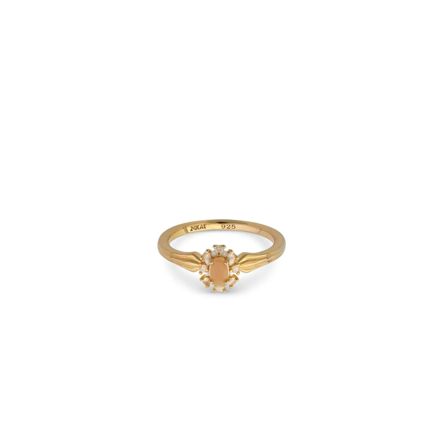 24Kae CZ Halo Ring, Gold