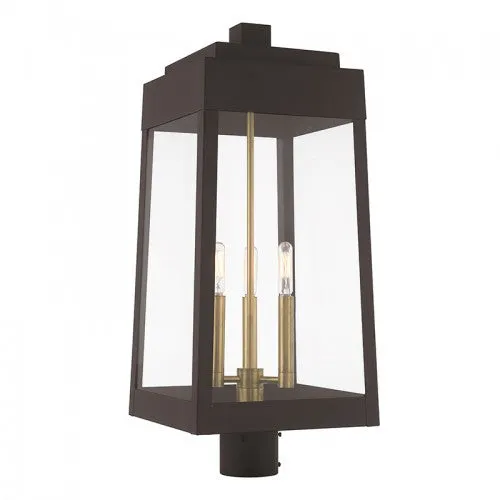 3 Lt Bronze Post Top Lantern