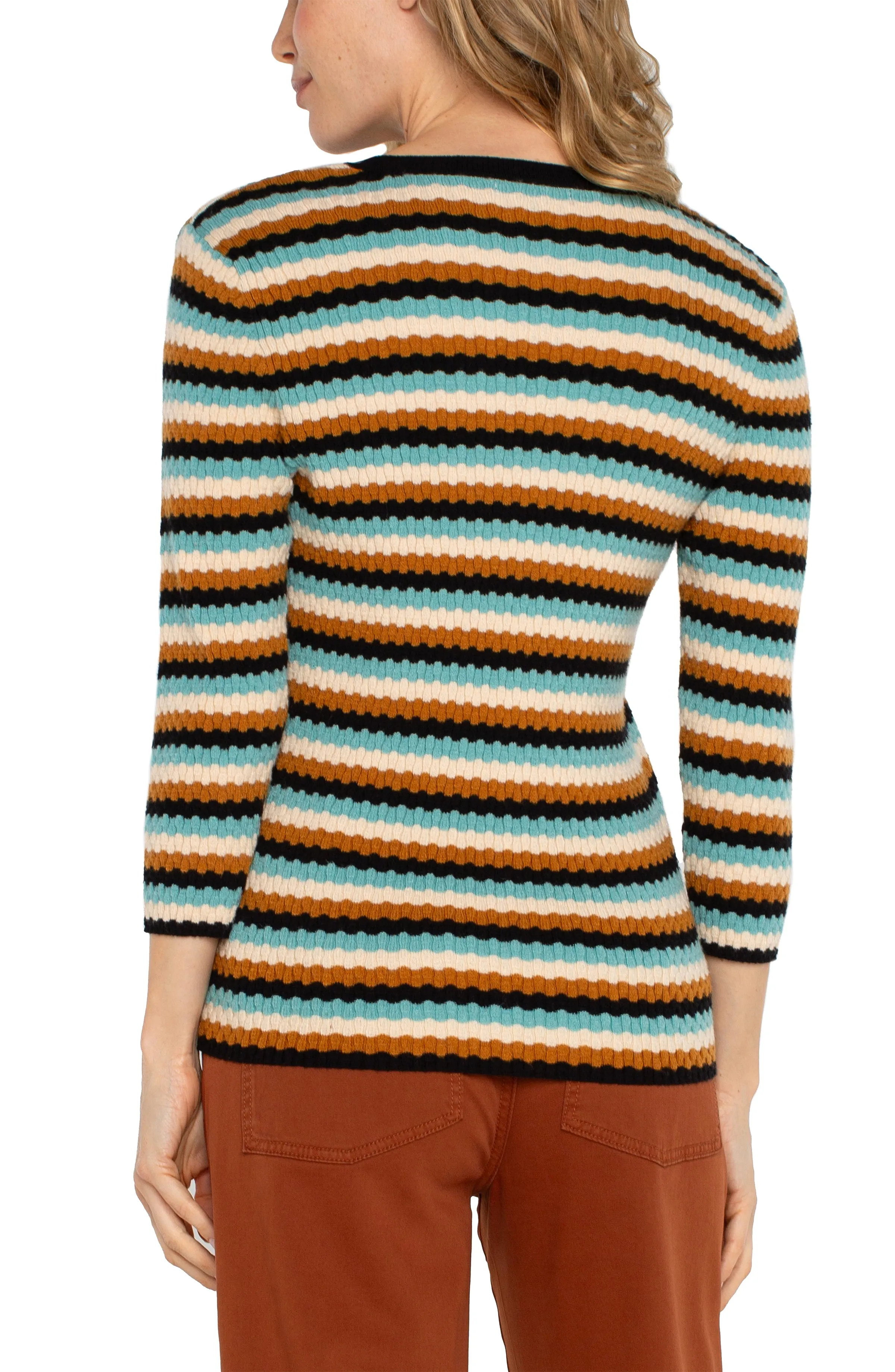 3/4 SLEEVE V-NECK SWEATER