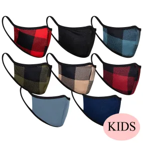 8-Pack Kids Plaid and Solids Double Layer Masks