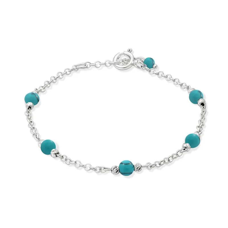 925 Silver Turquoise Bracelet - Handmade Women's December Birthstone Gift