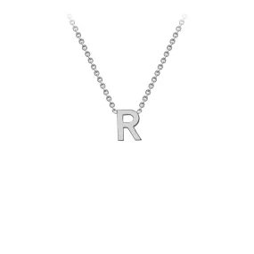 9K White Gold 'R' Initial Adjustable Letter Necklace 38/43cm