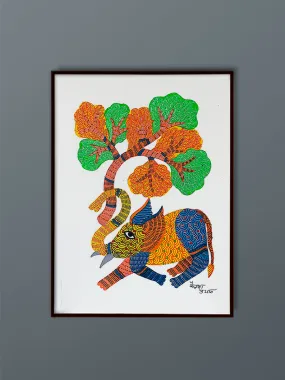 A Kaleidoscope of Splendor: Celebrating Gond Art's Vibrancy and Symbolism Gond Painting by Kailash Pradhan