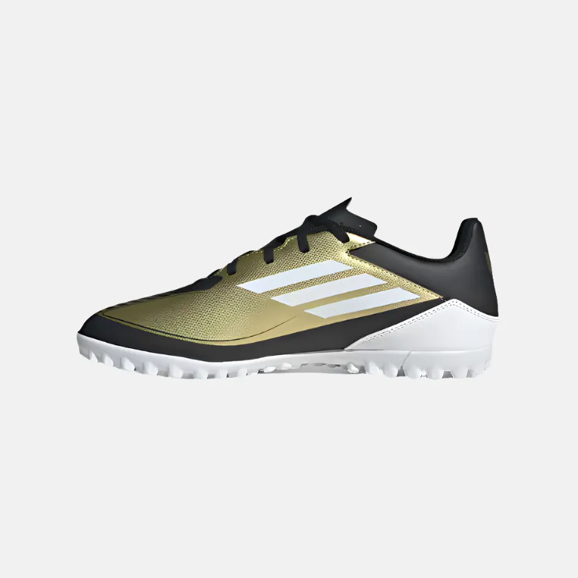 Adidas F50 Club Messi Unisex Turf Football Shoes -Gold Metallic/Cloud White/Core Black