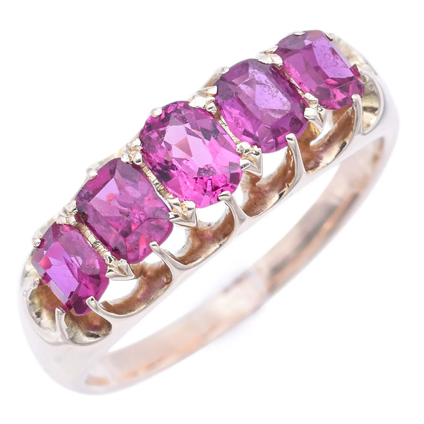 Antique 10K Yellow Gold Ruby and Spinel Band Ring Size 6