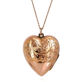 Antique Victorian 9ct Rose Gold Heart Locket Necklace