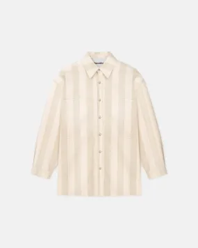 Beaux - Striped Denim Long-Sleeve Shirt - Creme