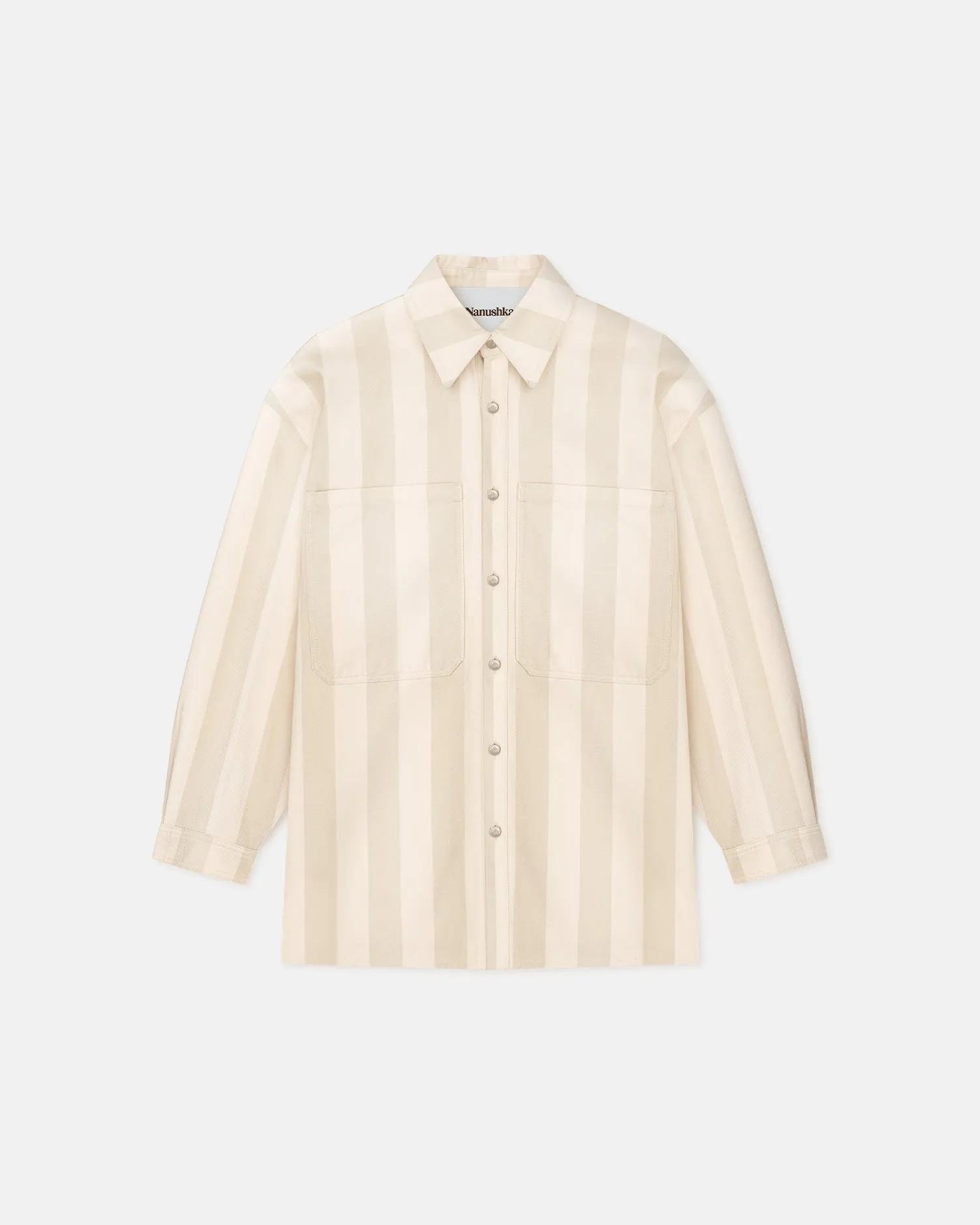 Beaux - Striped Denim Long-Sleeve Shirt - Creme