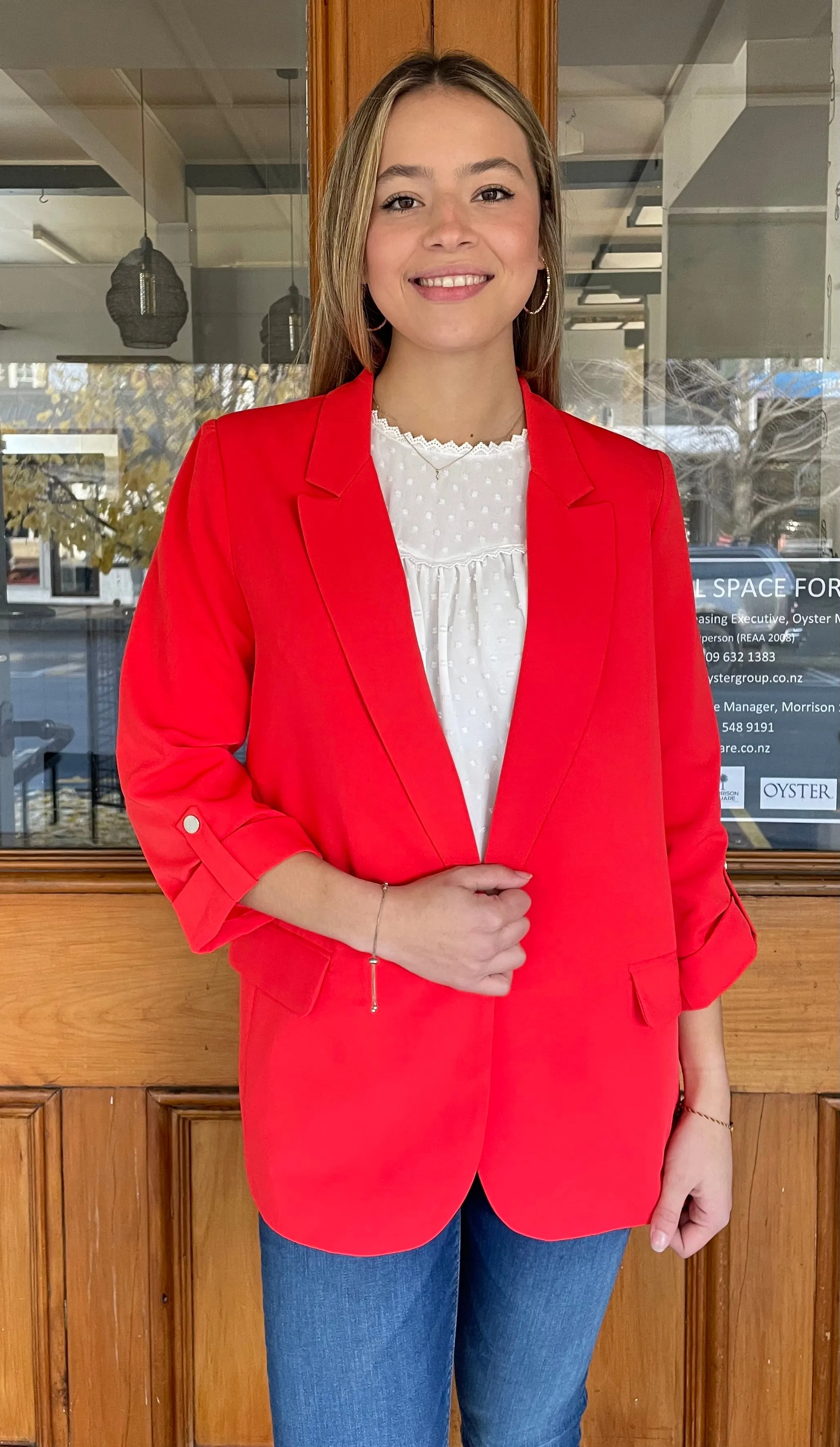 Bianca 3/4 Sleeve Blazer Tomato