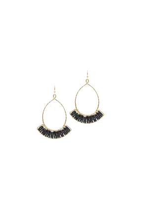 Black Beaded Teardrop Earrings