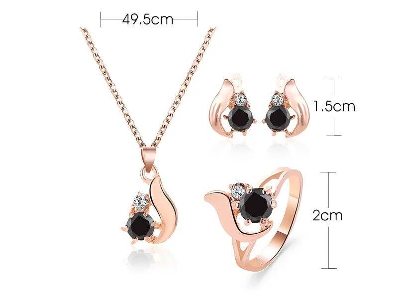 Black Onyx Elegant Rose Gold Jewelry Set