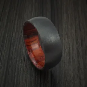 Black Titanium and Hardwood Sleeve Men's Ring Custom Made