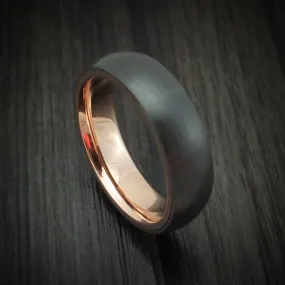 Black Titanium Men's Ring With 14k Rose Gold Sleeve Custom Made Band