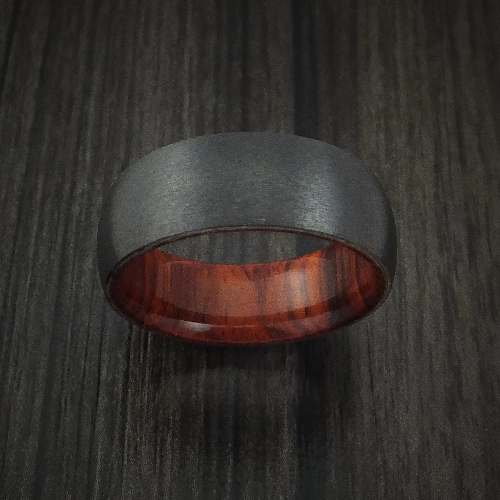 Black Zirconium and Hardwood Sleeve Men's Ring Custom Made