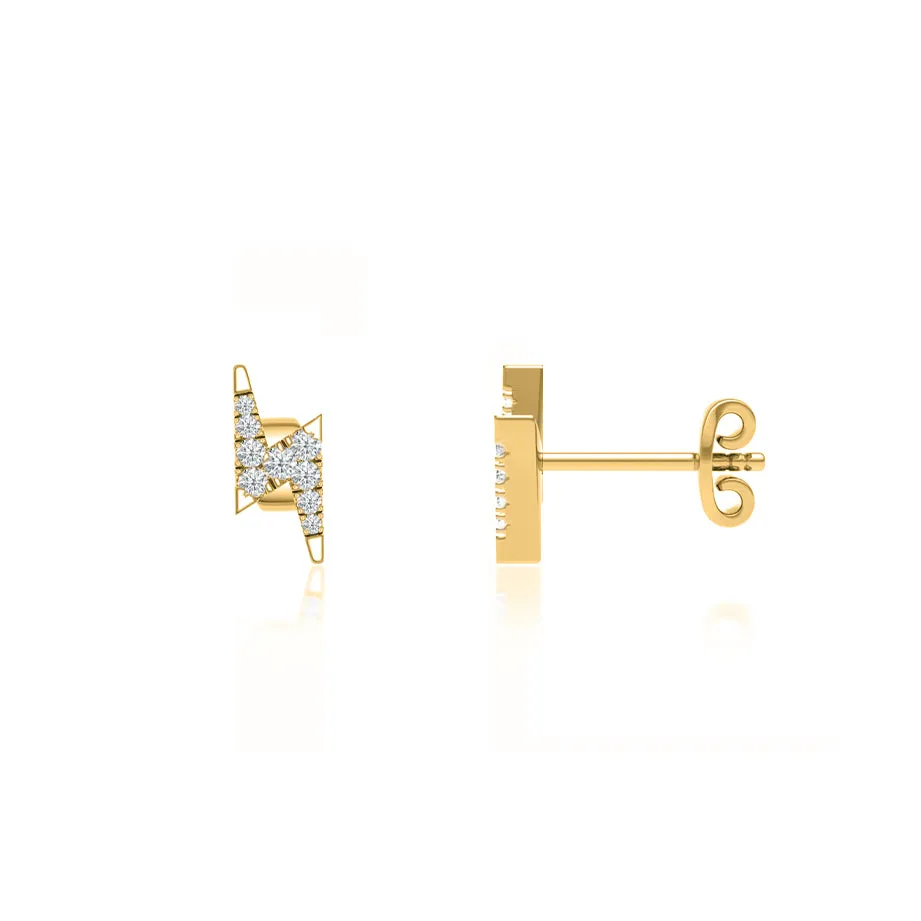 BLAISE - Lightning Bolt Petite Lab Diamond Earrings 18k Yellow Gold