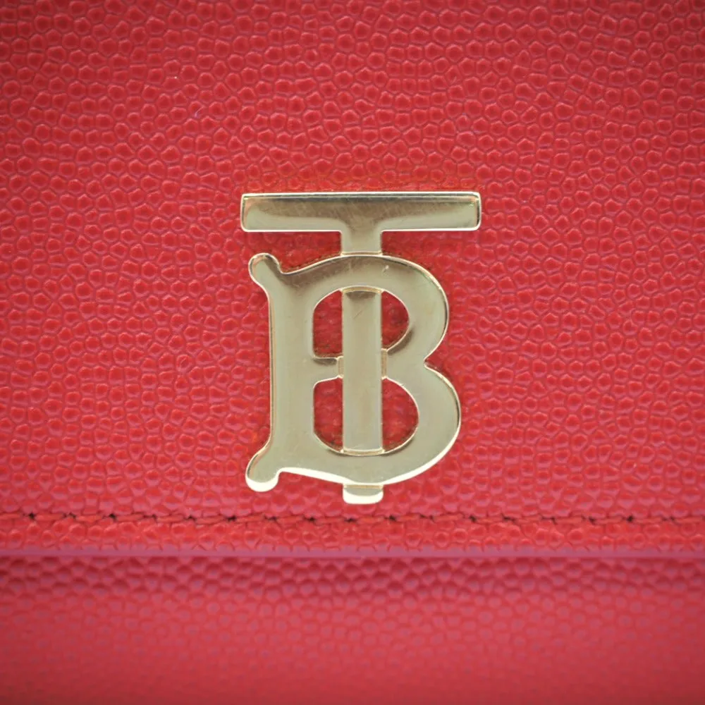 BURBERRY Long Wallet Purse leather Red Folded wallet TB Women Used Authentic