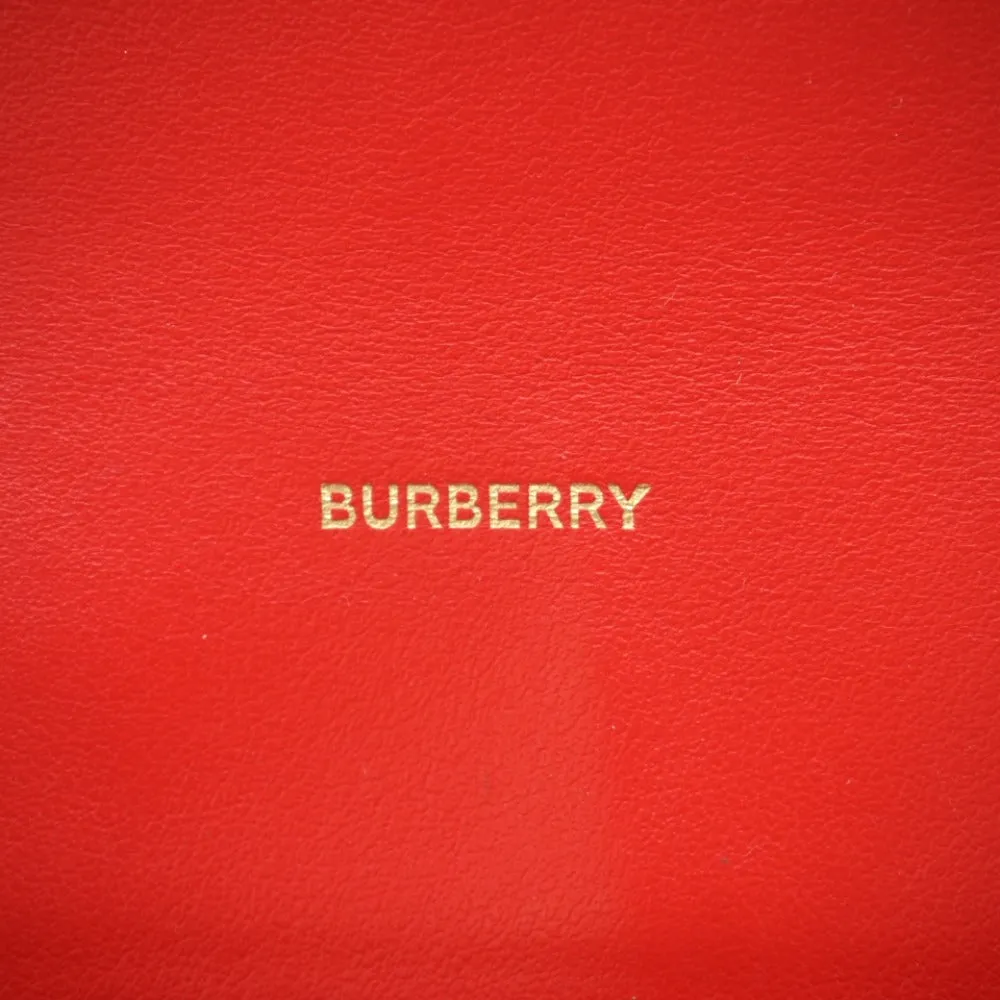 BURBERRY Long Wallet Purse leather Red Folded wallet TB Women Used Authentic