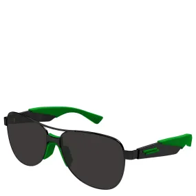 BV1231S Mitre Metal Aviator Sunglasses, Black/Green