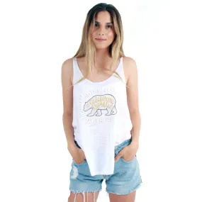 California Republic Bear Side Slit Tank Top in White Slub