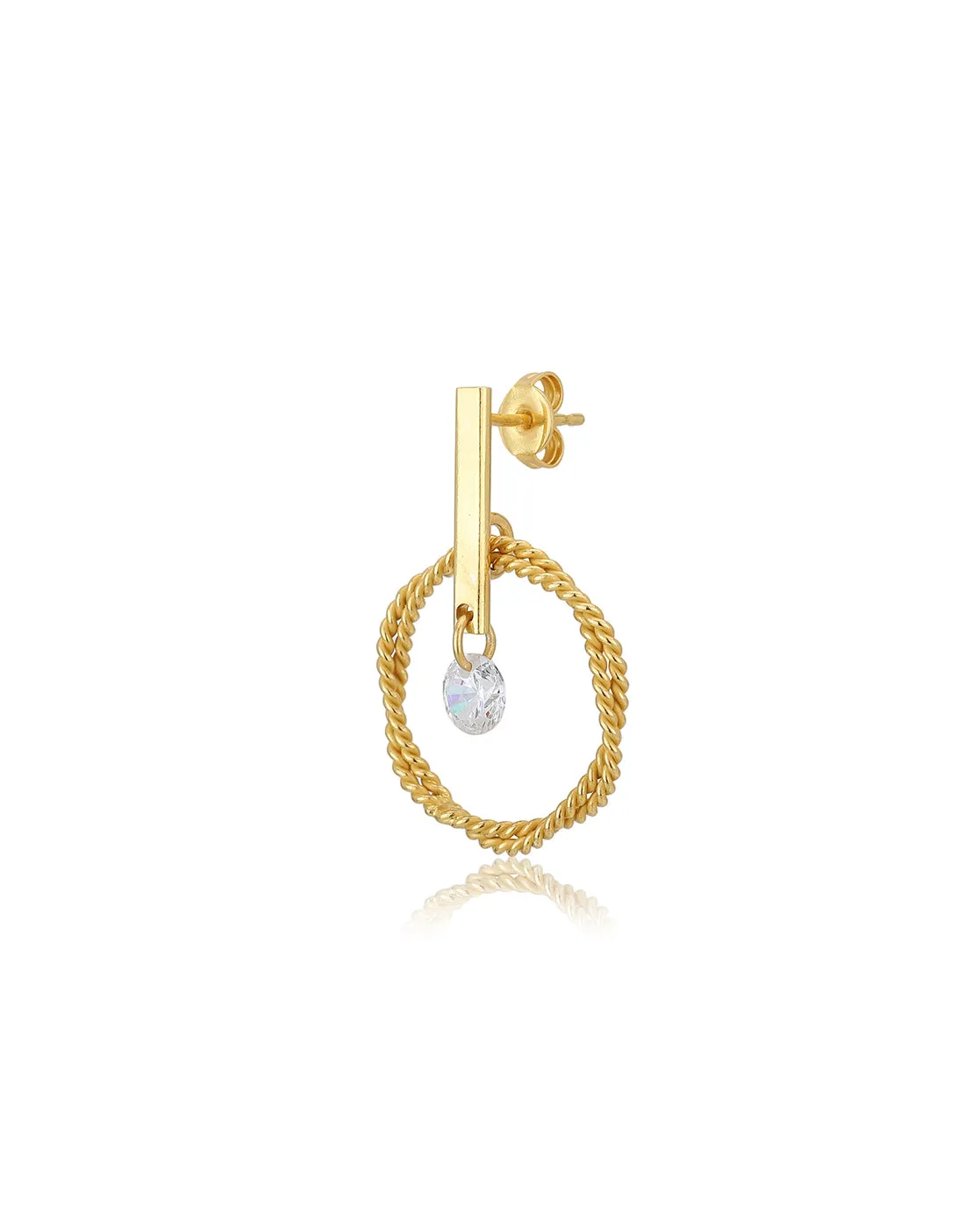 Carlton London 18Kt Gold Plated Drop Earrings With Dangling Cz