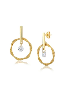 Carlton London 18Kt Gold Plated Drop Earrings With Dangling Cz