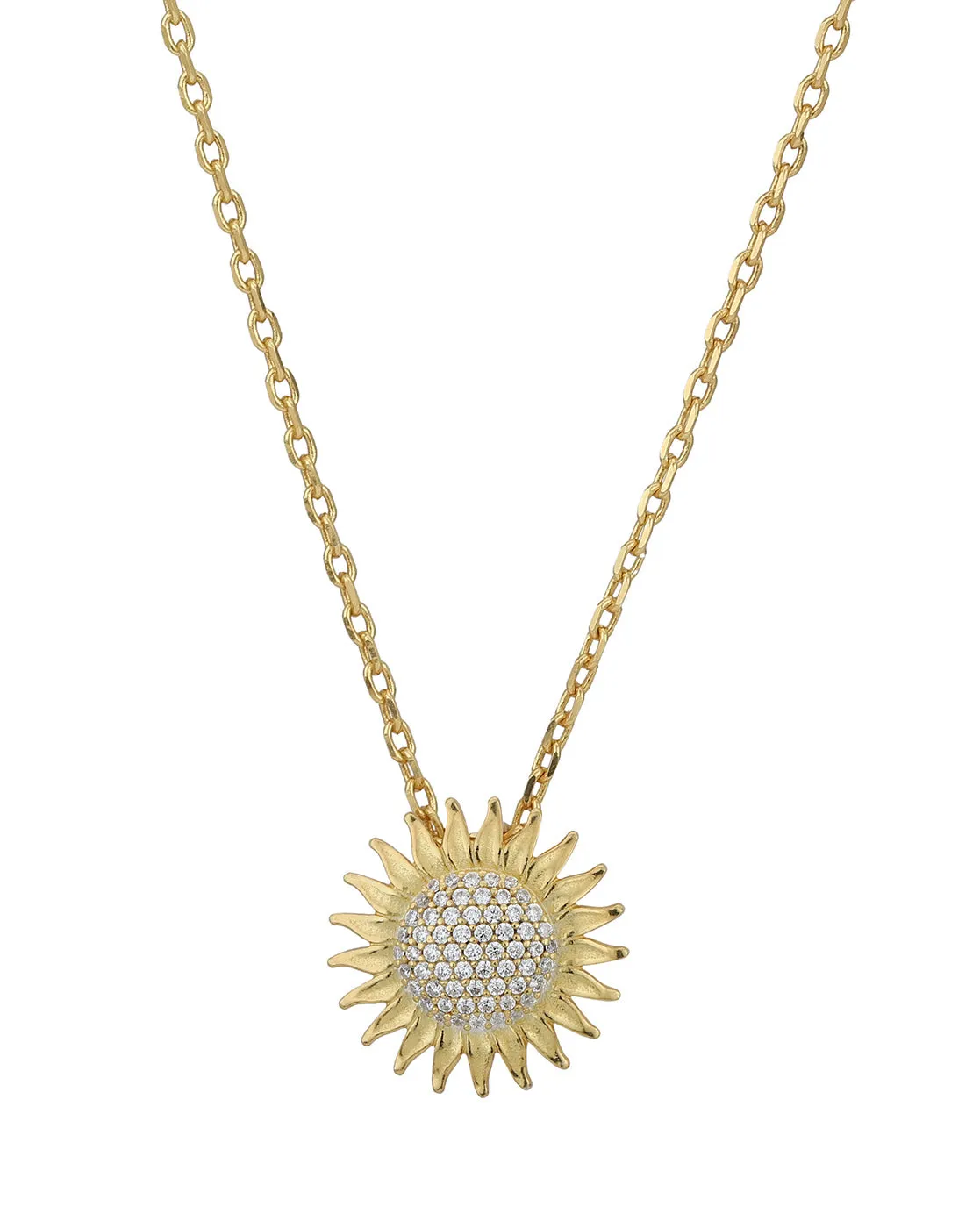 Carlton London 18Kt Gold Plated Sunburst Pendant With Chain