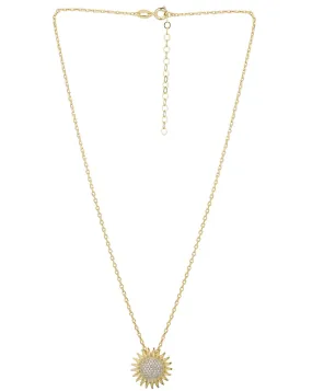 Carlton London 18Kt Gold Plated Sunburst Pendant With Chain