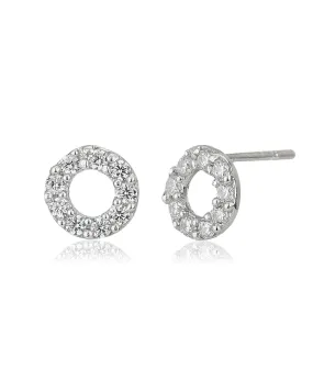 Carlton London 925 Sterling Silver Rhodium Plated Cz Circular Stud Earring For Women