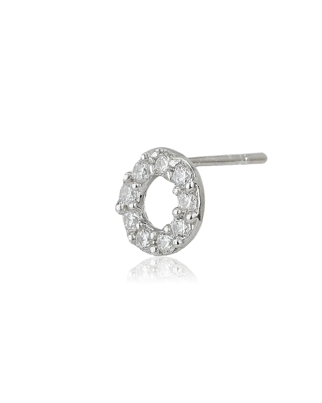 Carlton London 925 Sterling Silver Rhodium Plated Cz Circular Stud Earring For Women