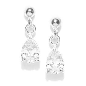 Carlton London 925 Sterling Silver Rhodium Plated Cz Drop Earring For Women