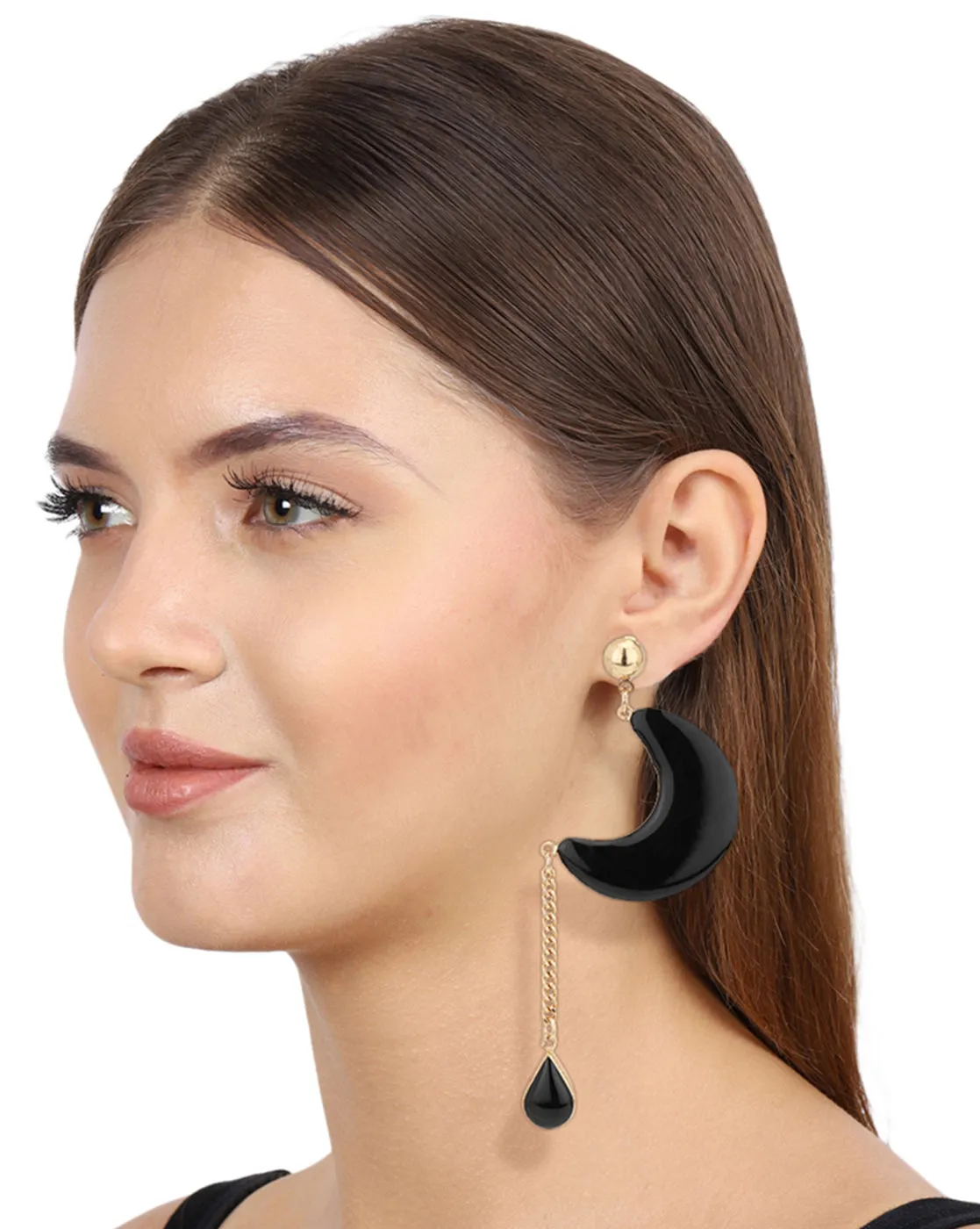 Carlton London Gold Plated Enamel Crescent Drop Earring For Women