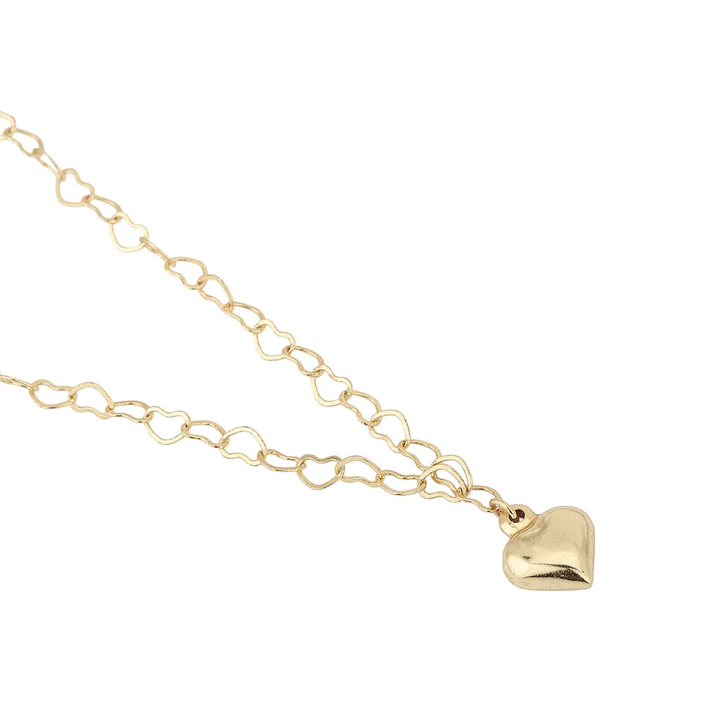 Carlton London Gold Plated Heart Shaped Necklace For Women