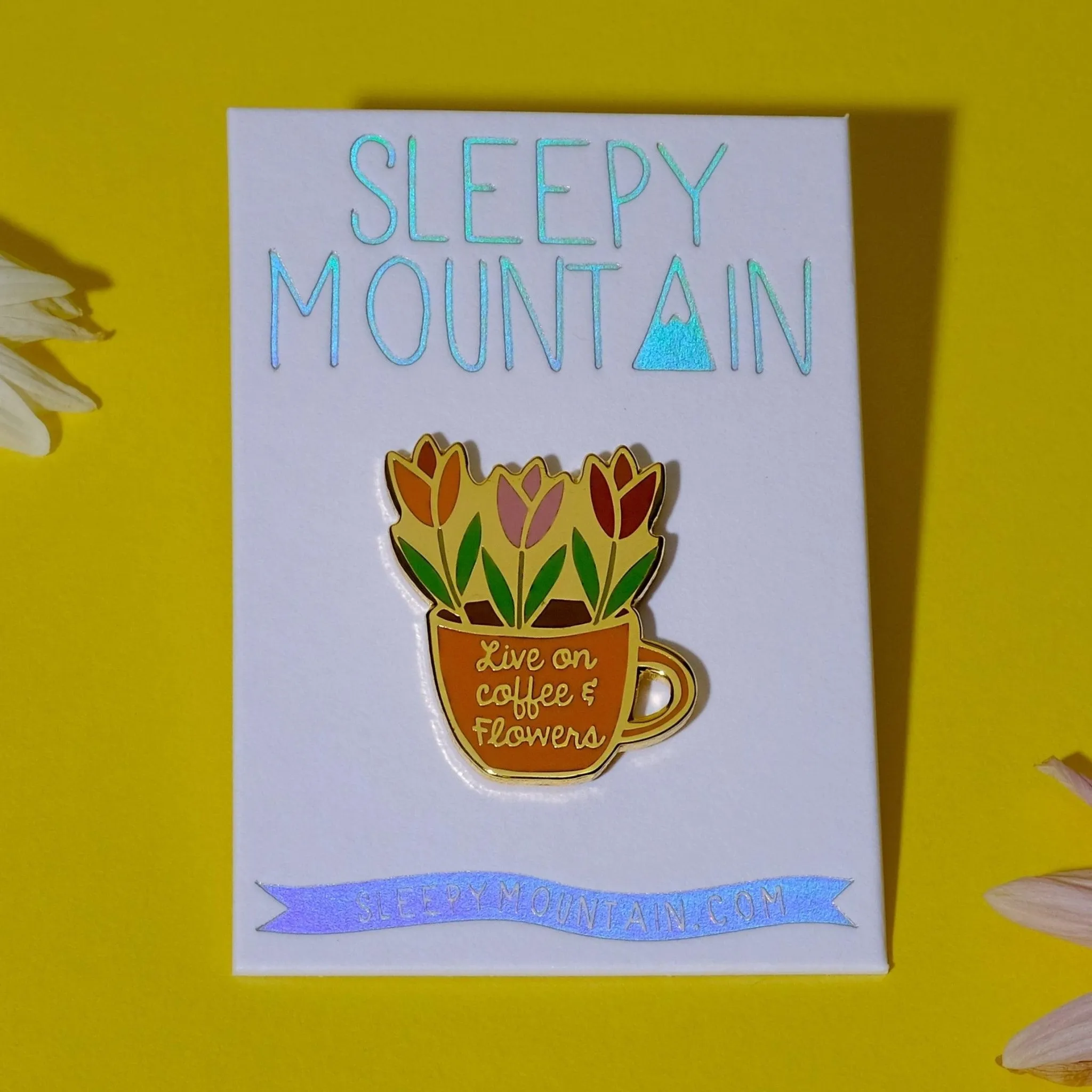 Coffee & Flowers Enamel Pin