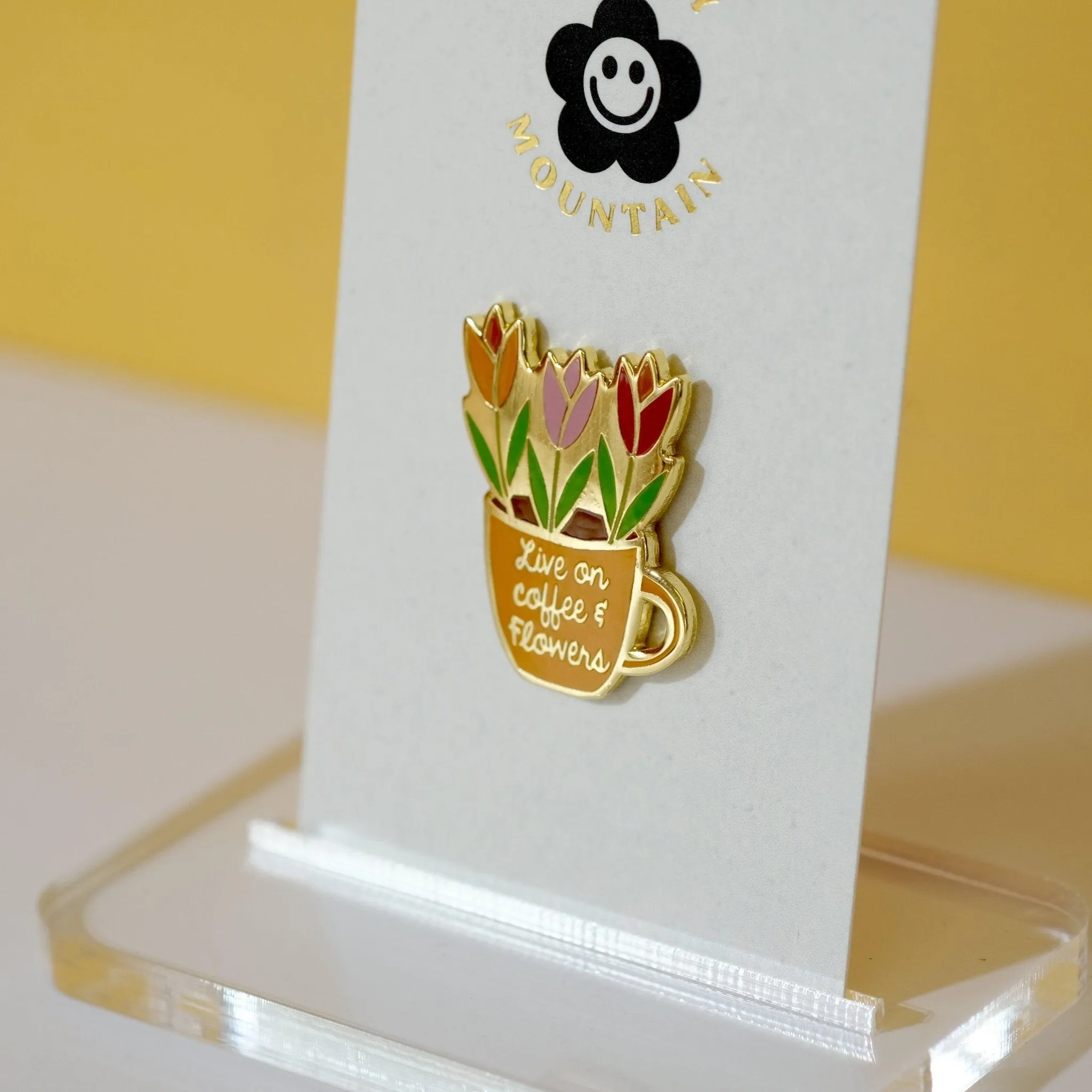 Coffee & Flowers Enamel Pin