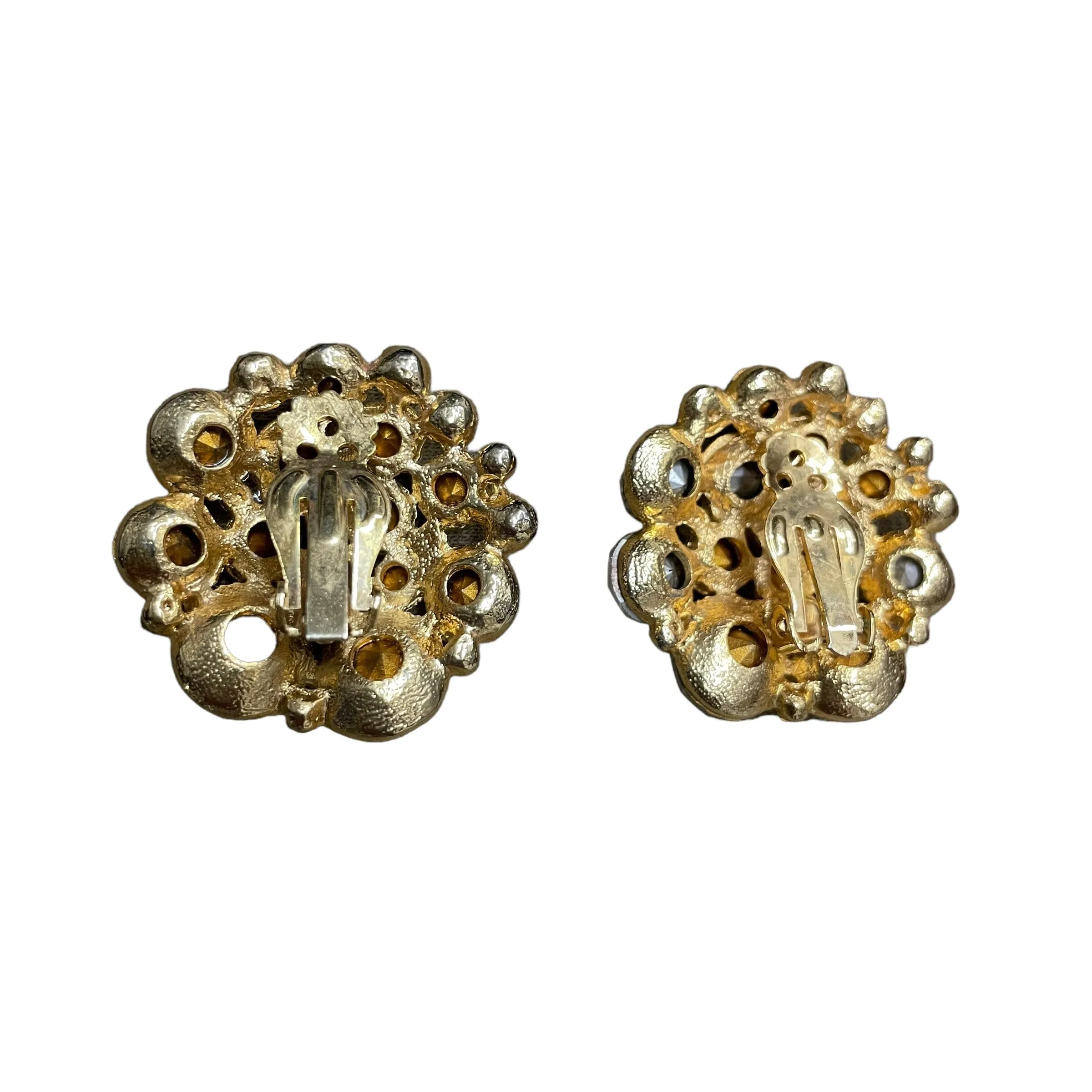 Costume Jewelry Vintage Chunky Crystal Clip-on Earrings