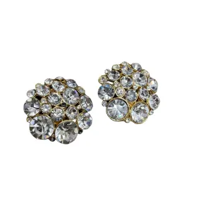 Costume Jewelry Vintage Chunky Crystal Clip-on Earrings